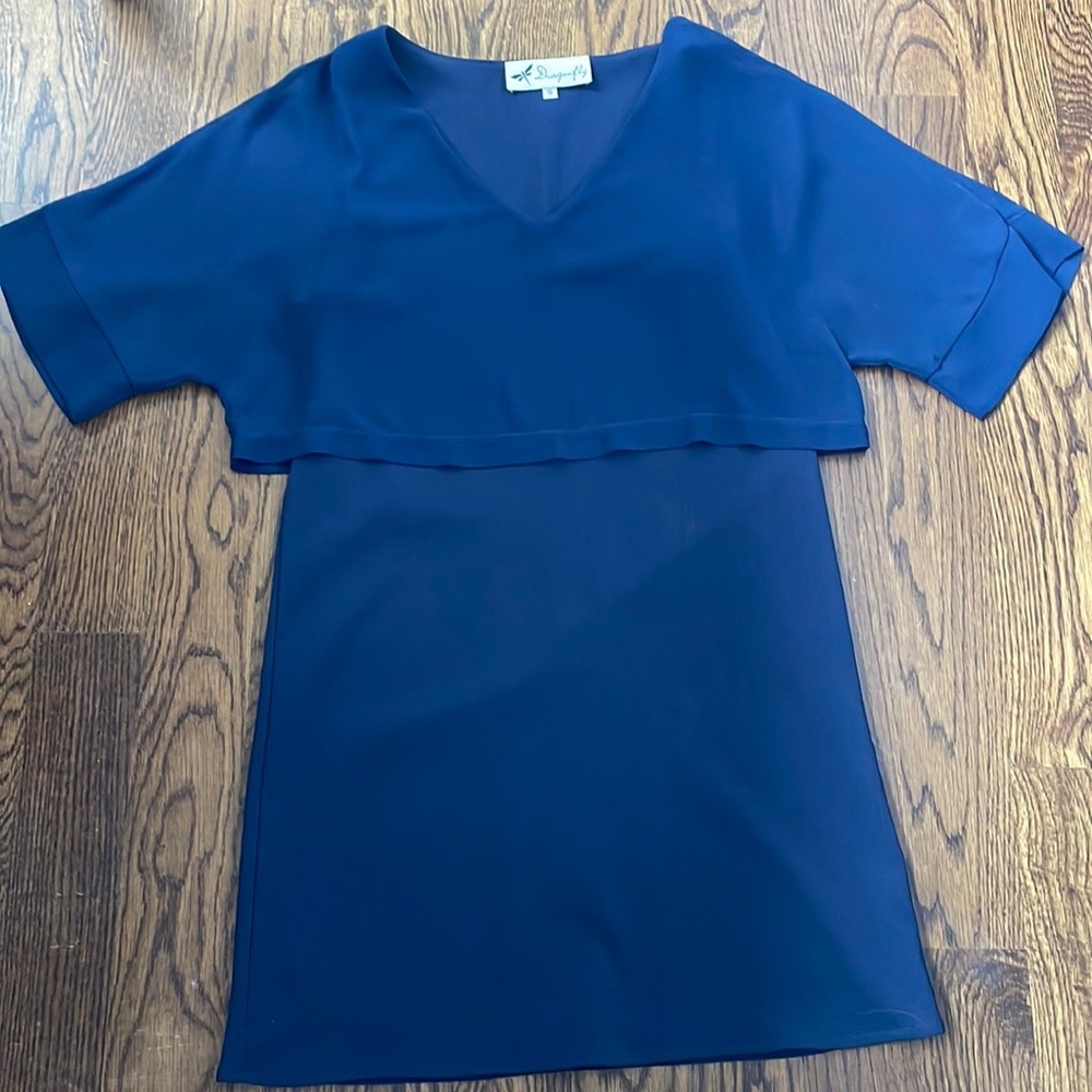 Dragonfly deep Blue short sleeve dress